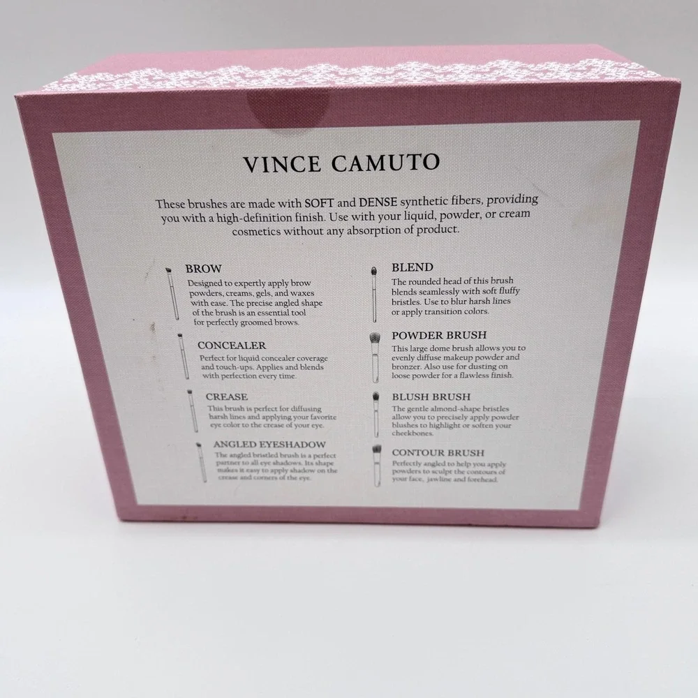 Vince Camuto Makeup Brush Set Womens OS Blush Lace Luxury 8pc Beauty Collection